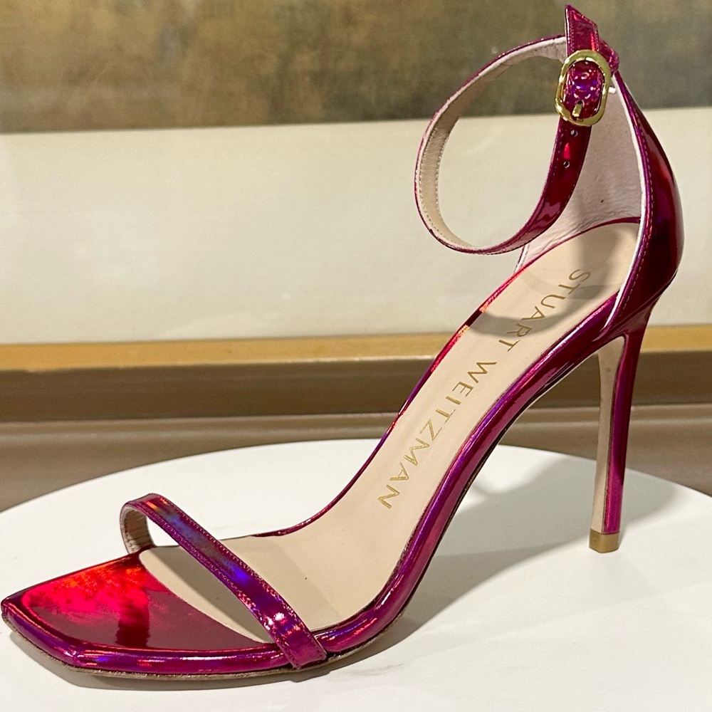🌹STUART WEITZMAN🌹 Nudistcurve 100mm Sandals Iridescent Pink Size: 6.5 - Picture 6 of 13